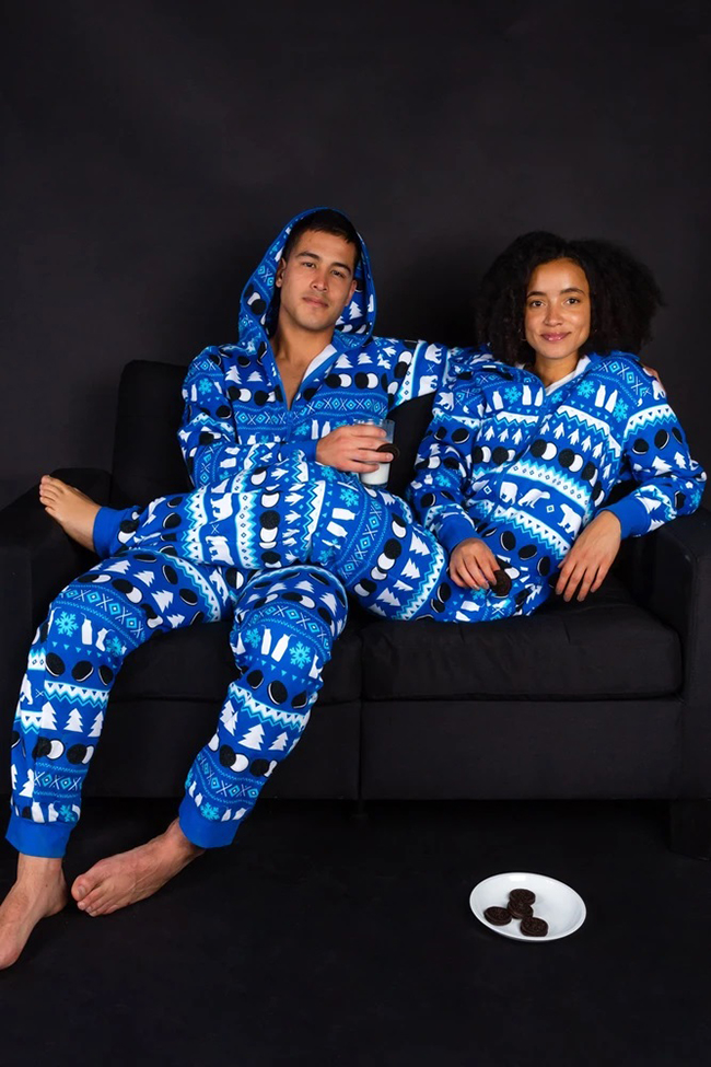 Couple in Oreo Christmas Onesie