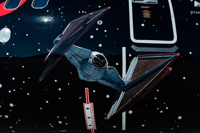 Exterior TIE Fighter Detail on Star Wars-themed Plane