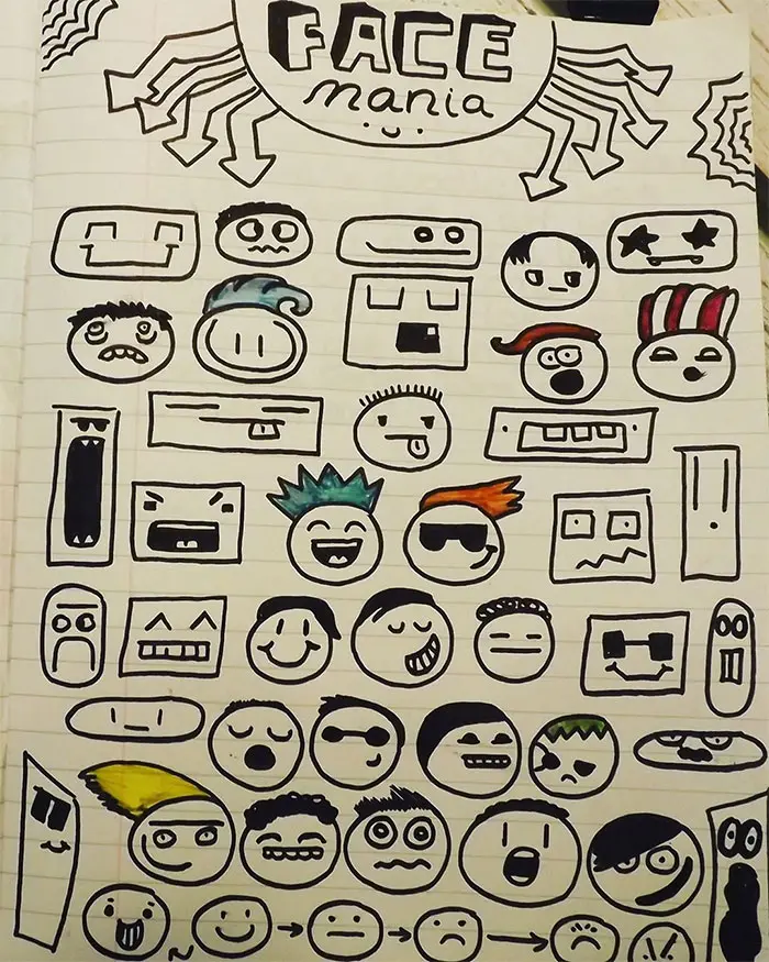 Face Mania Doodles from Joe Whale's Notebook