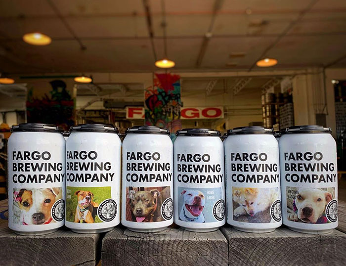 Fargo Brewing Company Beer Cans Featuring Adoptable Dogs