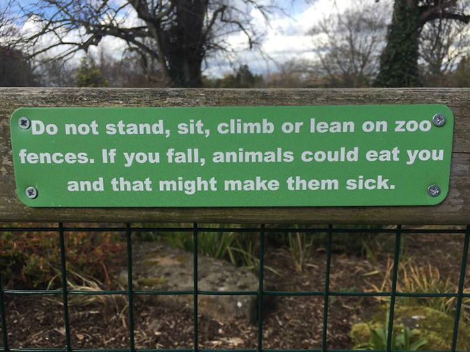 Funny Threatening Signs Sign at Irish Zoo