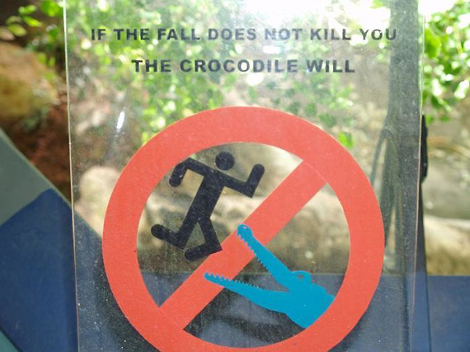 Funny Threatening Signs crocodile enclosure at sydney