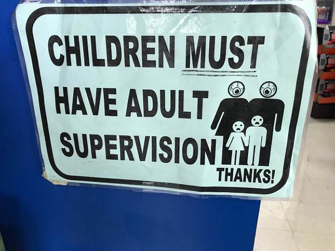 Funny Threatening Signs gem at local bulk foods store