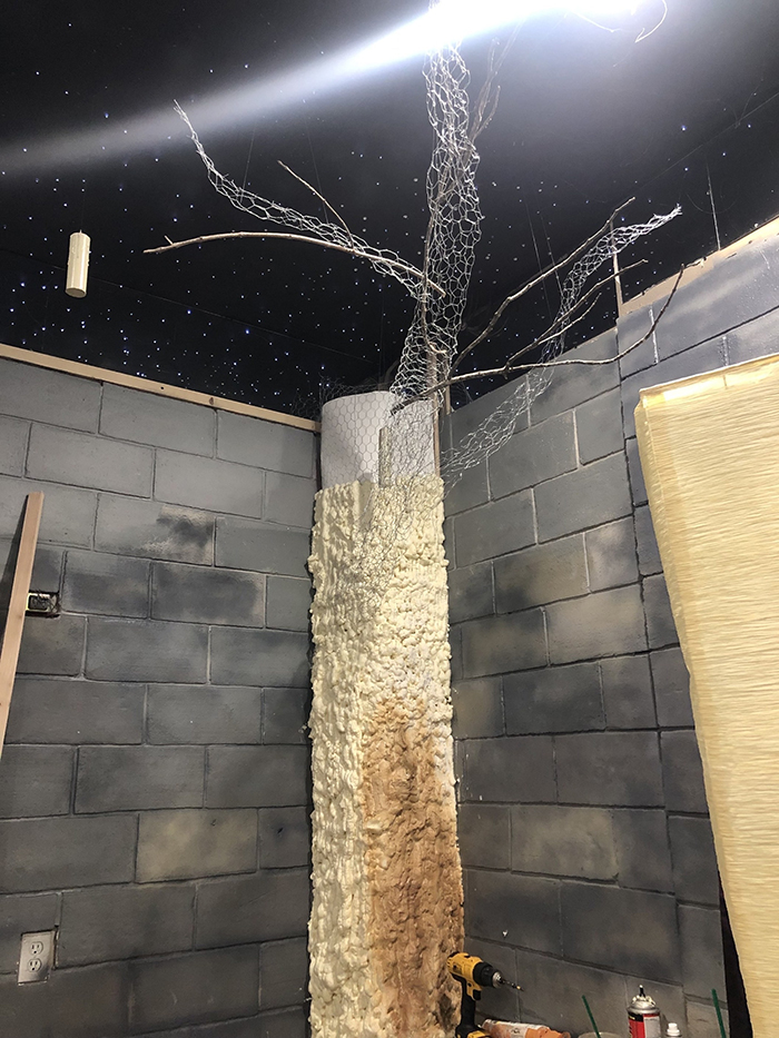 Harry Potter-themed Bedroom Tree Pillars Work in Progress