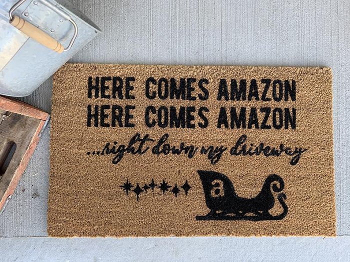 Here Comes Amazon, Right Down My Driveway Mat