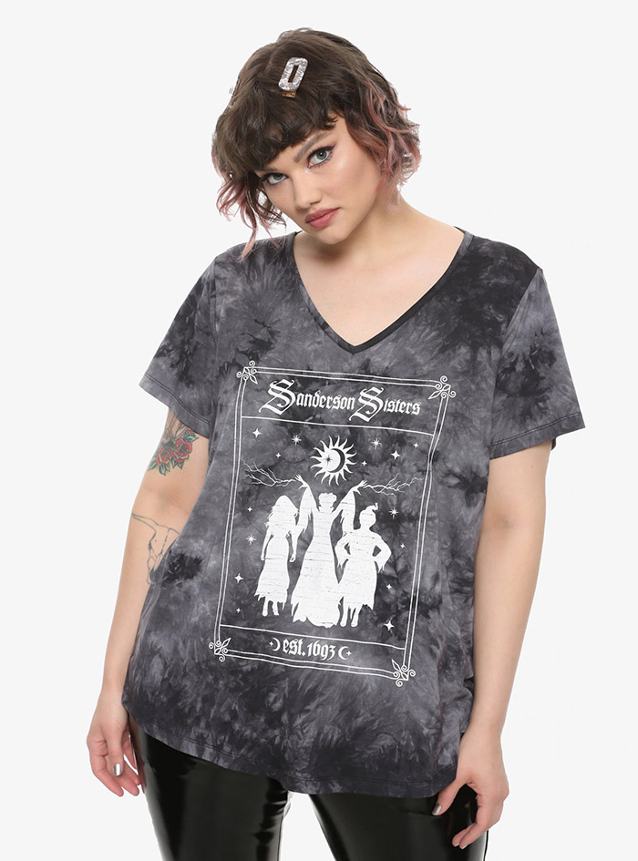 Hocus Pocus Clothing Collection Sanderson Sisters Acid Wash Girls Strappy Top Plus Size