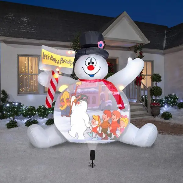 There's A Giant Inflatable Frosty The Snowman That Plays Movie Clips On