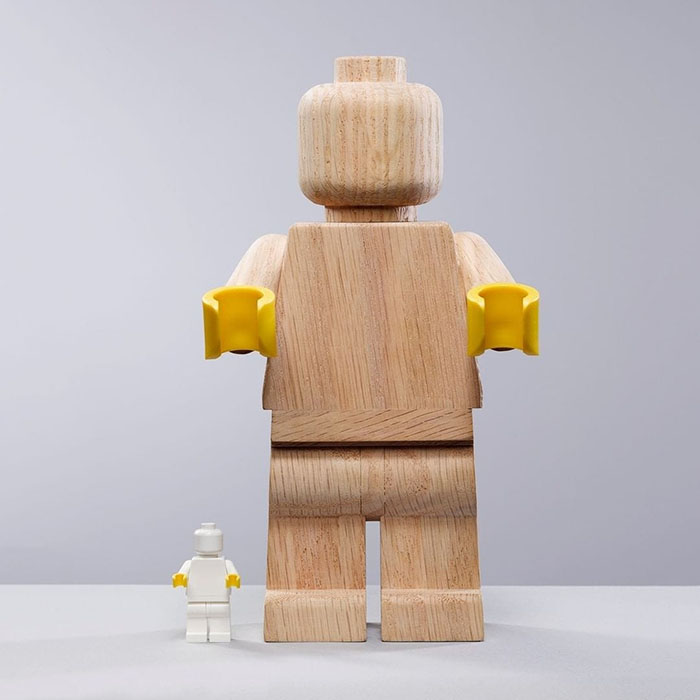 LEGO Originals Wooden Minifigure and a Classic LEGO Minifigure