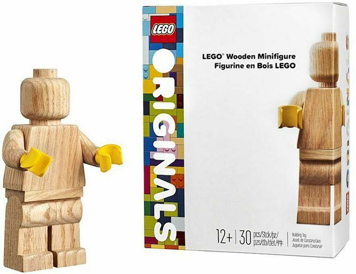 LEGO Wooden Minifigure Sample and Packaging