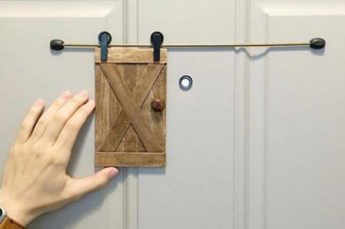 Miniature Barn Door as a Peephole Cover