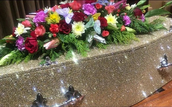 Opal White Glitter Coffin