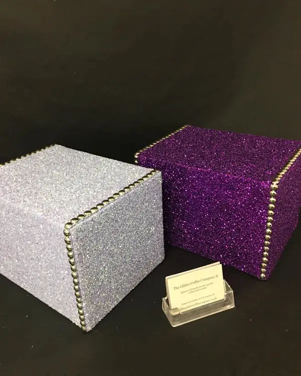 Opal White and Purple Glitter Ash Boxes