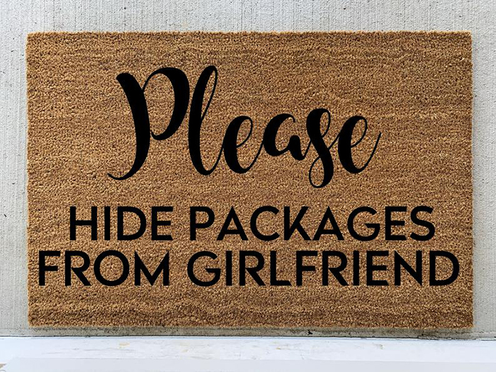 Please Hide Packages from Girlfriend Funny Doormat