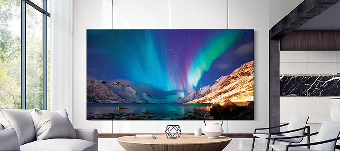 Samsung 219-inch TV Displaying an Aurora Borealis