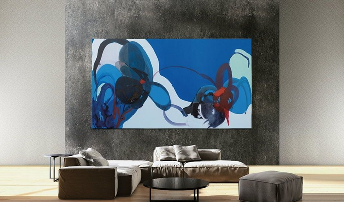 Samsung 219-inch TV The Wall Displaying Blue Abstract 2001 by Stephanie Pryor