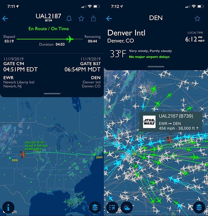 Star Wars-themed Boeing 737 Flight Tracking Screen