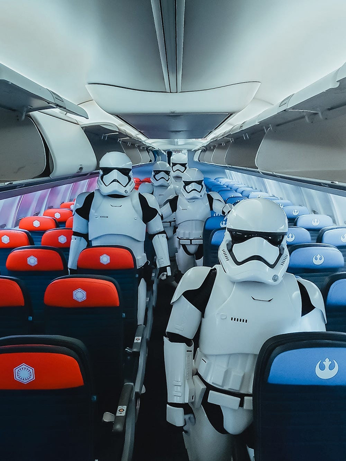 Stormtroopers Aboard the Star Wars-themed Boeing 737 Plane