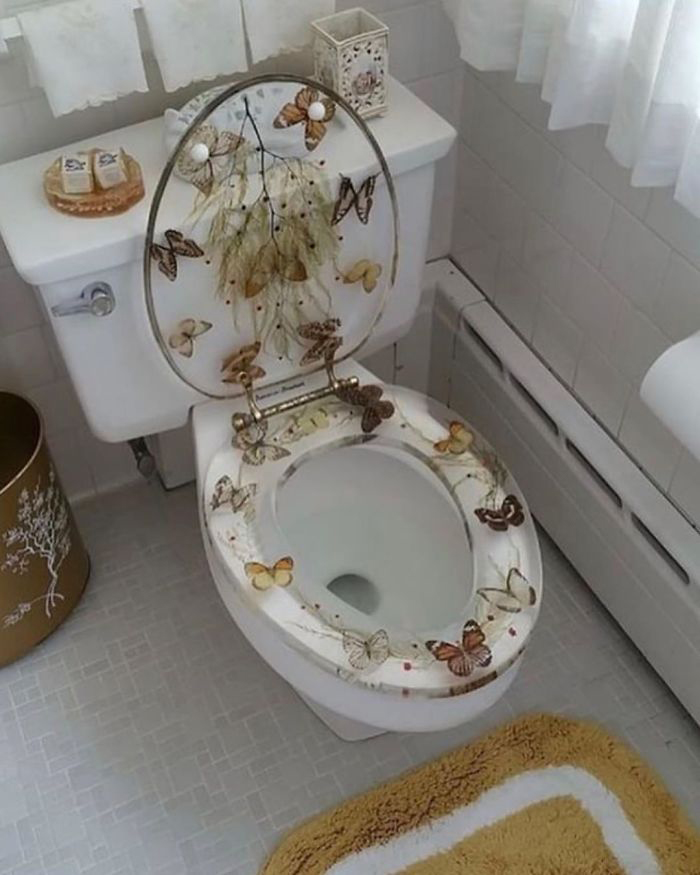 Toilet Bowl with Butterfly Design