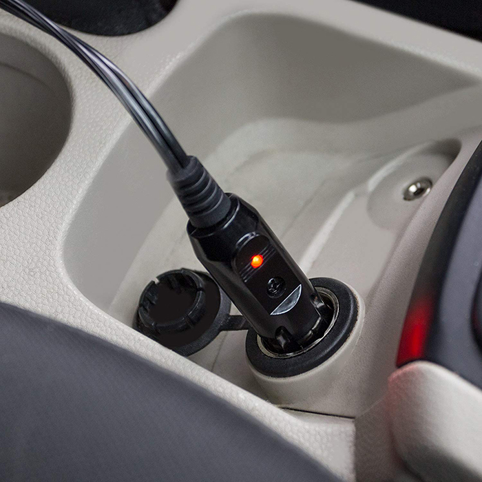 electric heated driving blanket plugs into car cigarette lighter socket