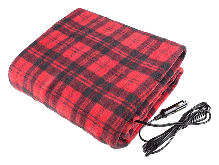 electric heated driving blanket red black plaid
