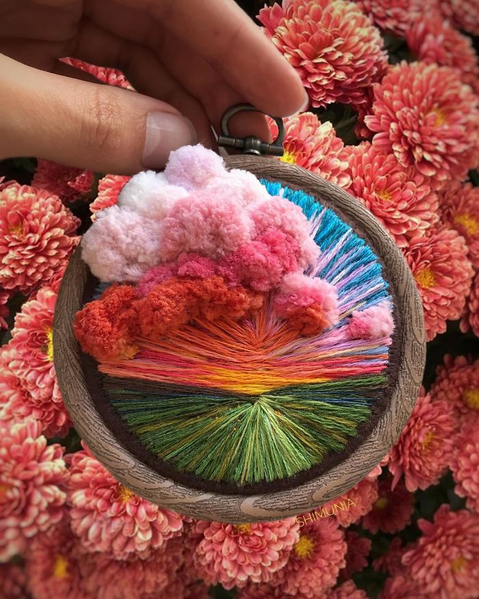 embroidery painting rosy clouds