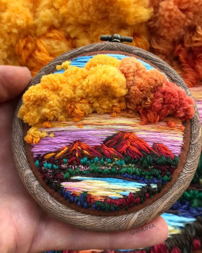 shimunia embroidery painting yellow clouds