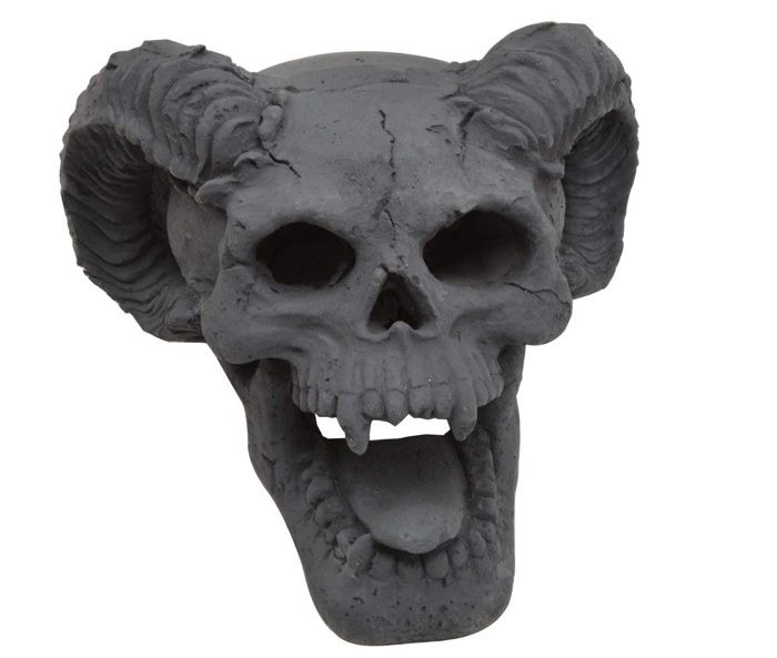 fireplace skull gas log front