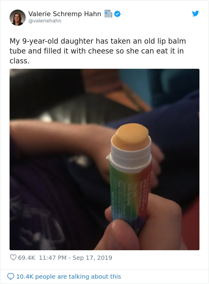 funny parenting struggles lip balm cheese