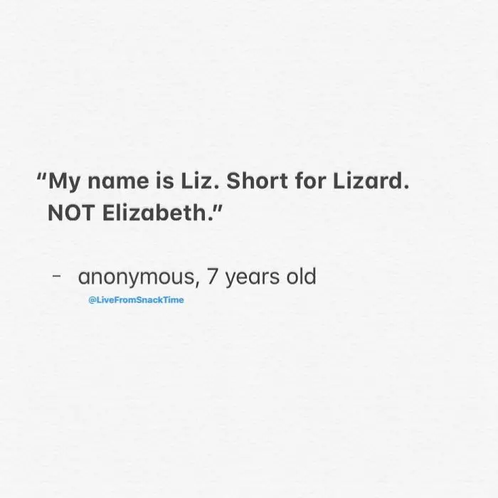 funny things kids say liz for lizard