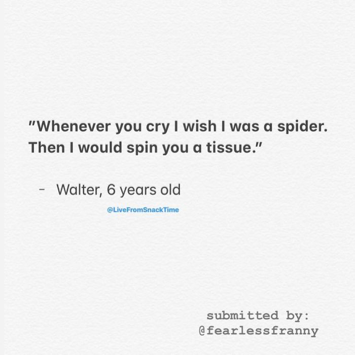 funny things kids say spider tissue