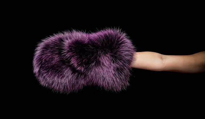 giant fur mittens purple color