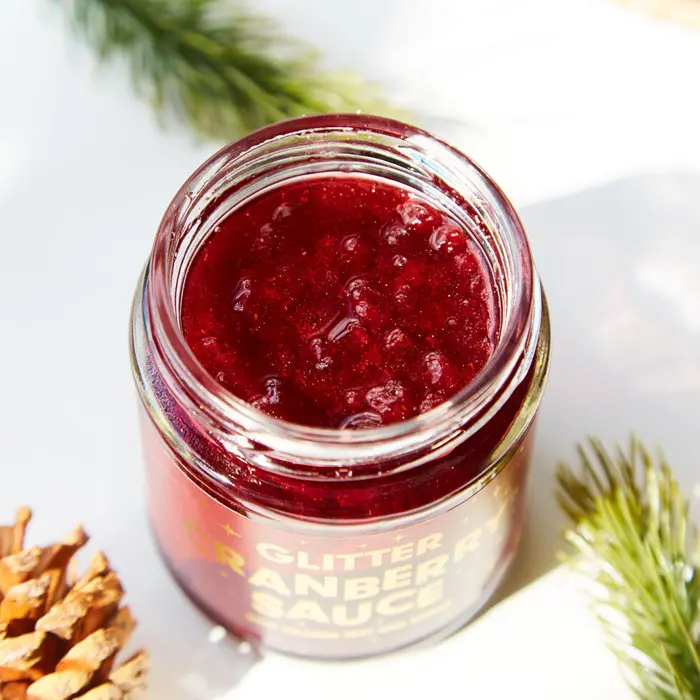 glitter cranberry sauce with edible shimmer