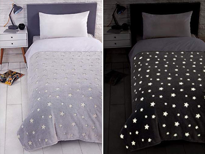 glow in the dark bed throw stars