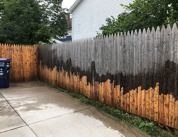 hydro-jet cleaner wooden fence