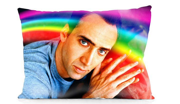 nicolas cage rainbow pillow