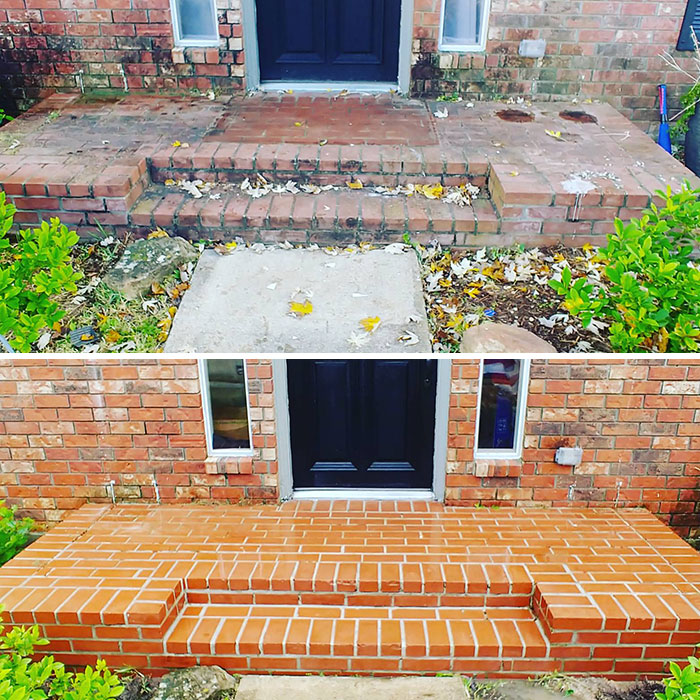 power washing transformations brick entryway