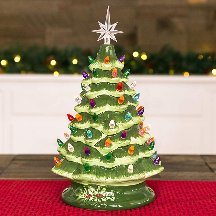 pre-lit ceramic christmas tree