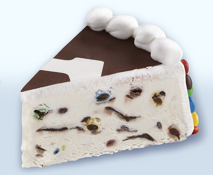 slice of the M&M's ice cream cake