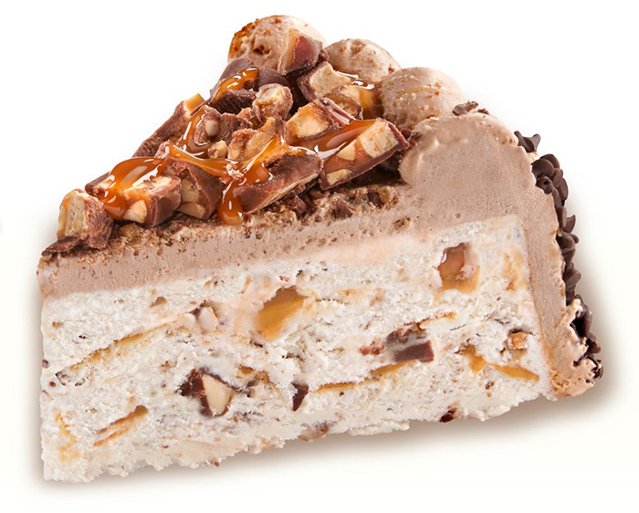 slice of the snickers ice cream cake