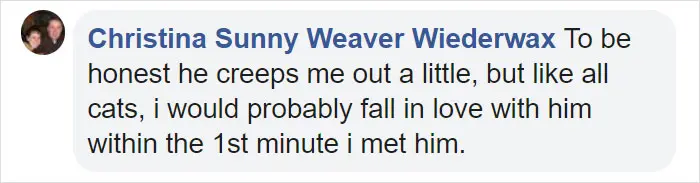 Christina Sunny Weaver Wiederwax Facebook Comment