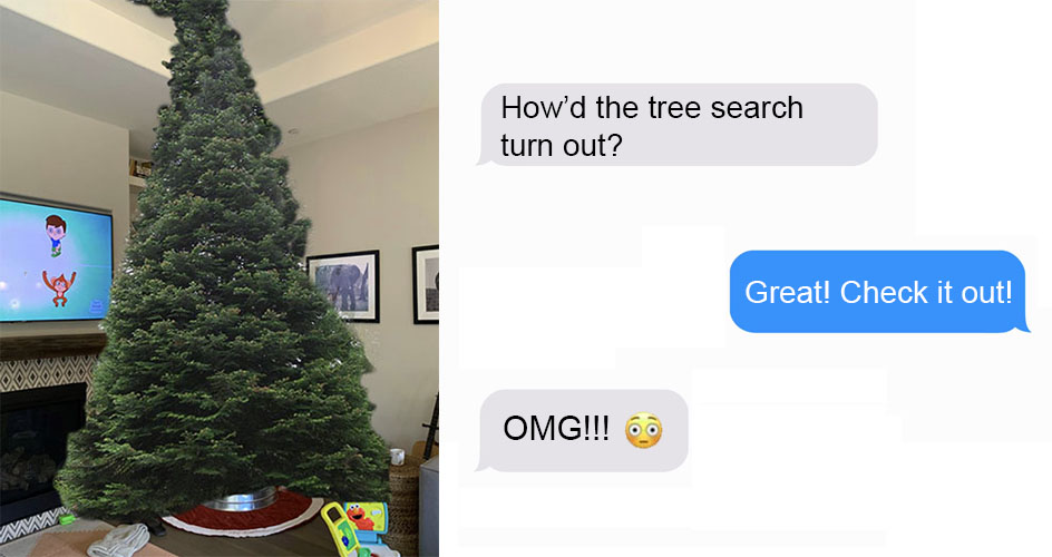 Dad trolling christmas tree