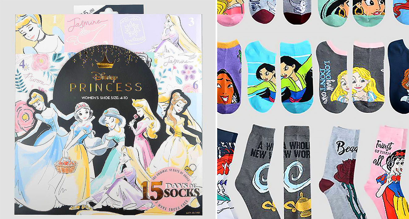 Disney s 15 Day Princess Sock Advent Calendar Is Here
