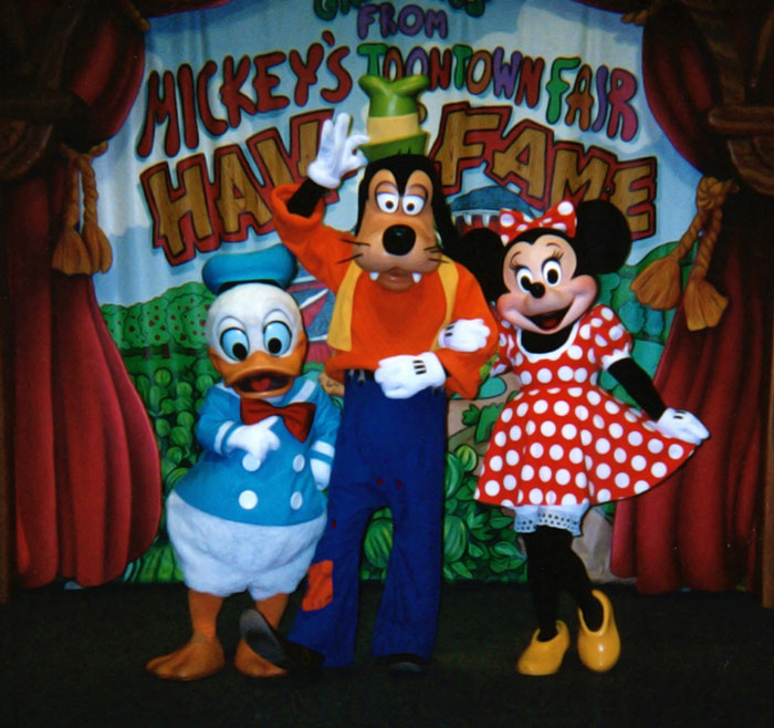 Donald Duck, Goofy, and Minnie Mouse Mascots
