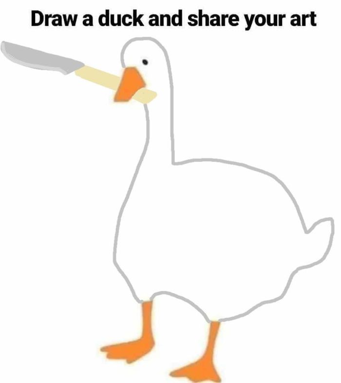 Duck Carrying a Knife with Its Beak