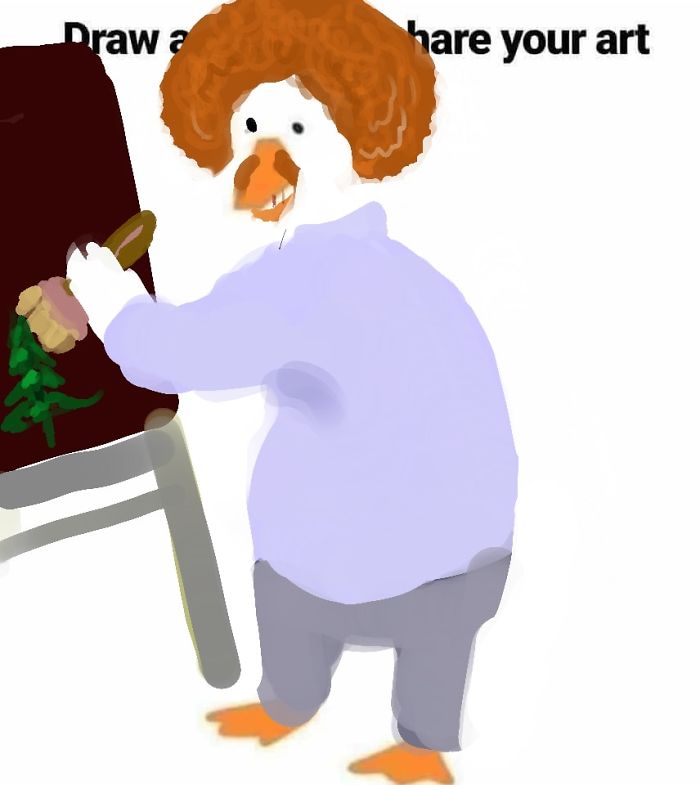 Duck Painting an Artwork Drawing Based on Draw a Duck Template