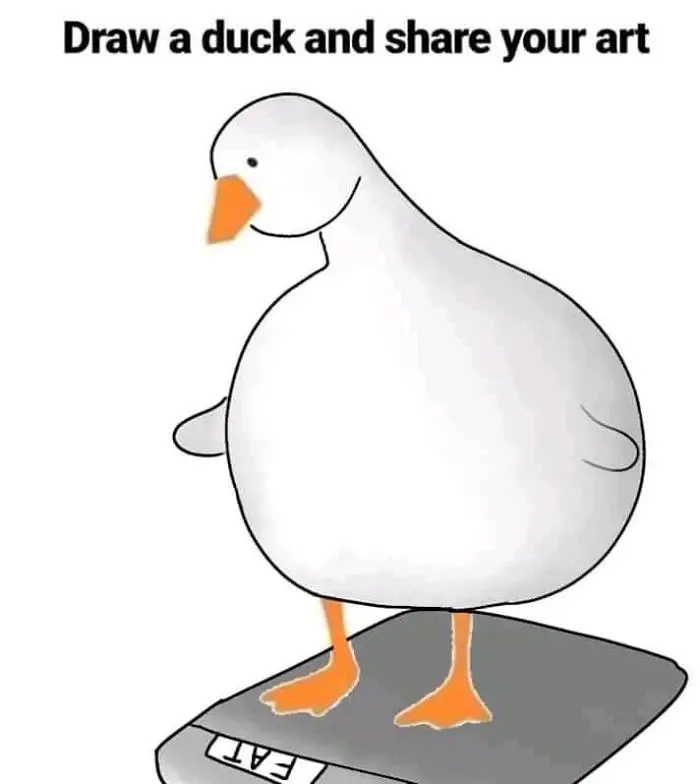 Duck on a Weighing Scale Drawing Based on Draw a Duck Template