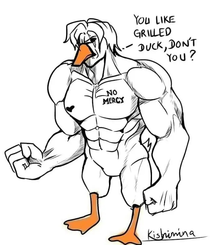 Duck with Muscles Drawing