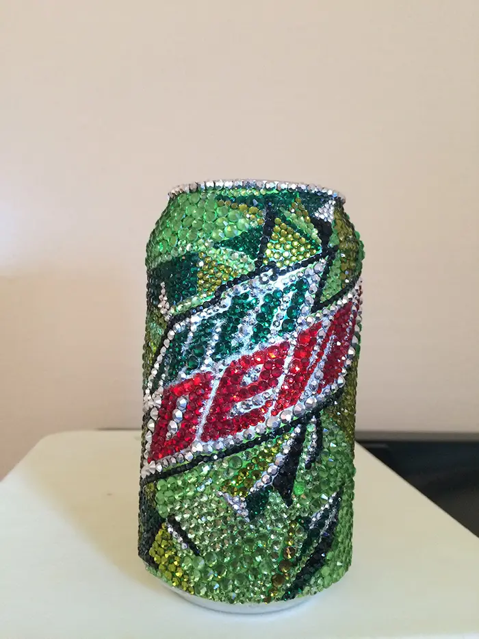 Glass Rhinestone Mountain Dew Can