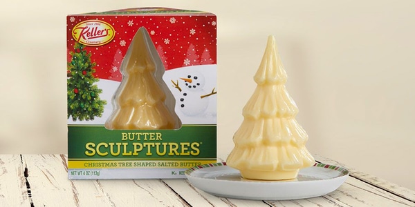 Keller's Creamery Christmas Tree-shaped Butter Sculpture on Plate