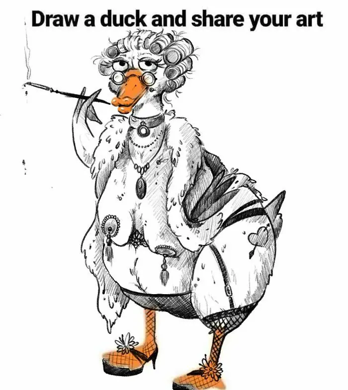 Old Lady Duck Drawing Based on Draw a Duck Template